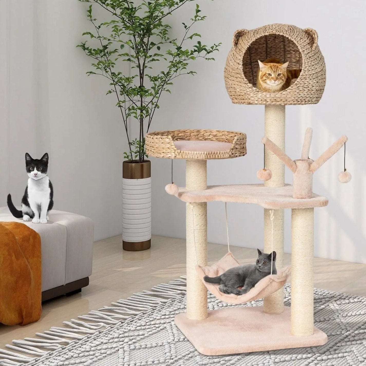 Fun Cat Tree Tower with Perch, Nest & Hammock 3