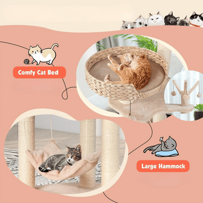 Fun Cat Tree Tower with Perch, Nest & Hammock 4