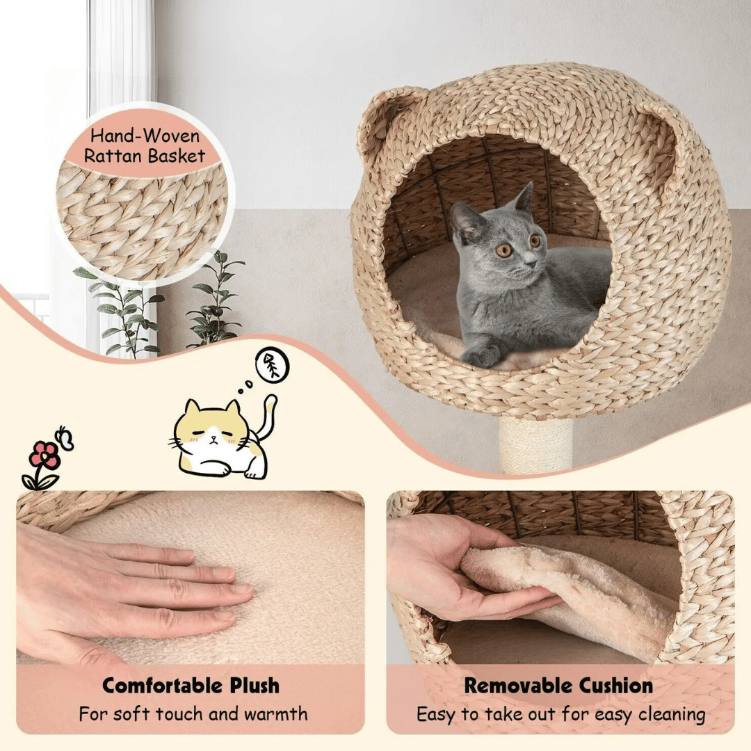 Fun Cat Tree Tower with Perch, Nest & Hammock 5