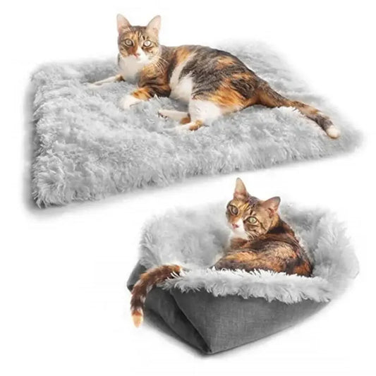 Furry Plush Foldable Cat Sleeping Nest & Mat 2