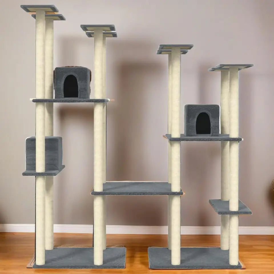 Giant 5ft 9in Tall Cat Tree with Plush Condos, Perches & Scratching Posts 2