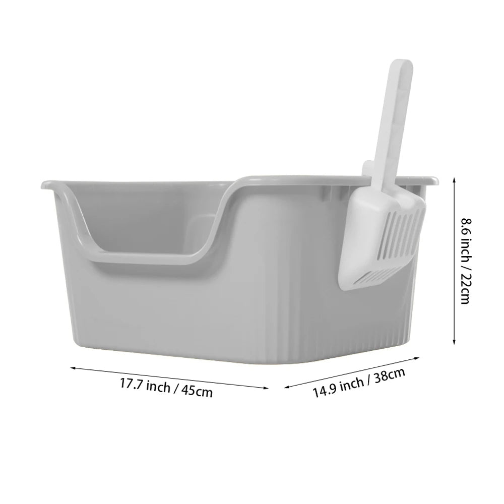 High-Sided Semi-Enclosed Cat Litter Box made from Durable Plastic | Scoop Included 11
