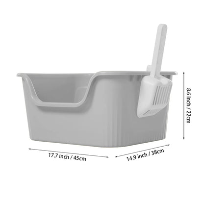 High-Sided Semi-Enclosed Cat Litter Box made from Durable Plastic | Scoop Included 11