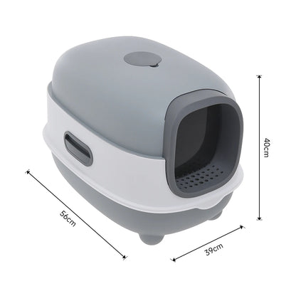 Spacious Enclosed Cat Litter Box with USB-Powered UV Sterilization Lamp & Stable Base