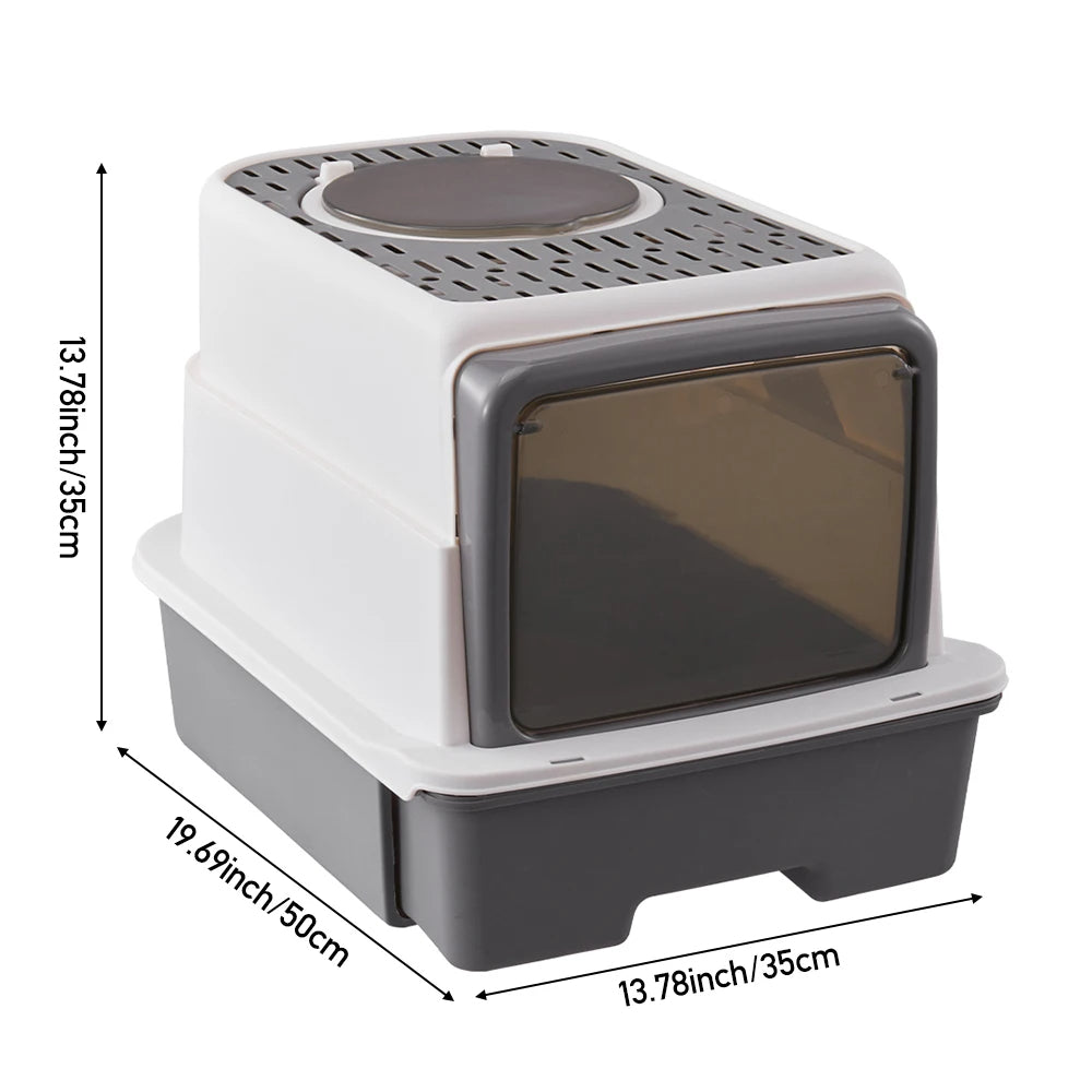 Enclosed Cat Litter Box with UV Lamp for Sterilizing & Deodorizing | Includes Tray Drawer & Scoop