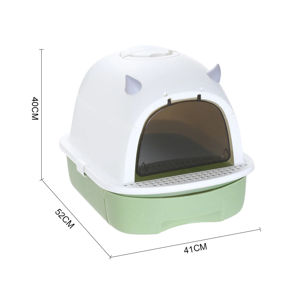 Enclosed Cat Litter Box with Swing Door & Pull-Out Tray Drawer | Scoop Included