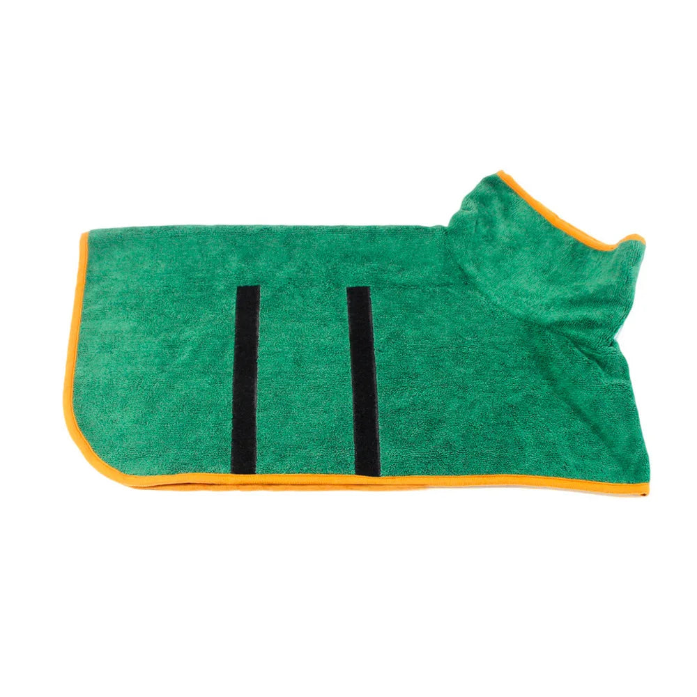 Super Absorbent Dog Drying Robe with Velcro Fastening & Hand Towel Pocket | 365gsm Microfibre Quick-Dry Dog Bathrobe