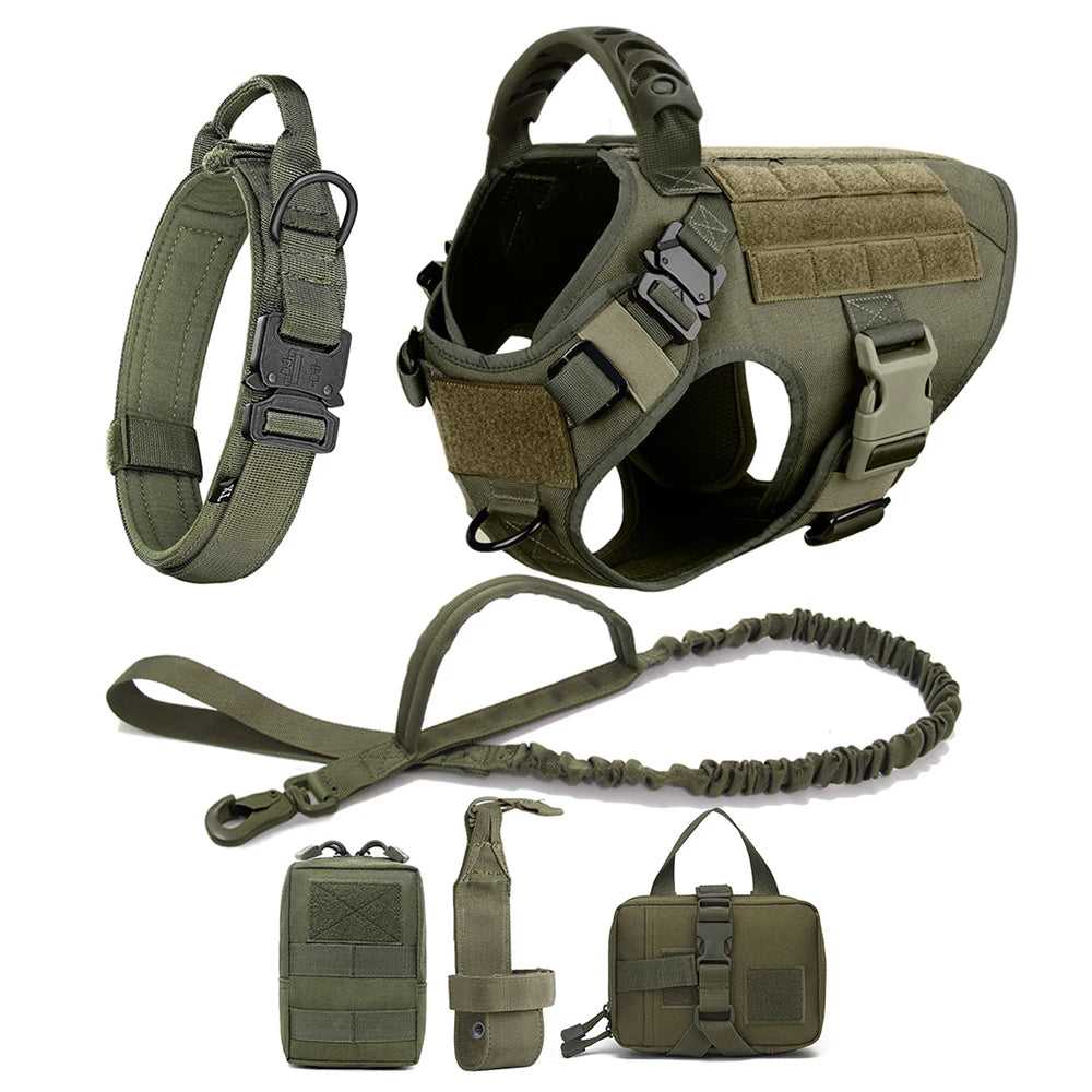 Heavy Duty Tactical Dog Harness Set | 6-Piece Molle Kit