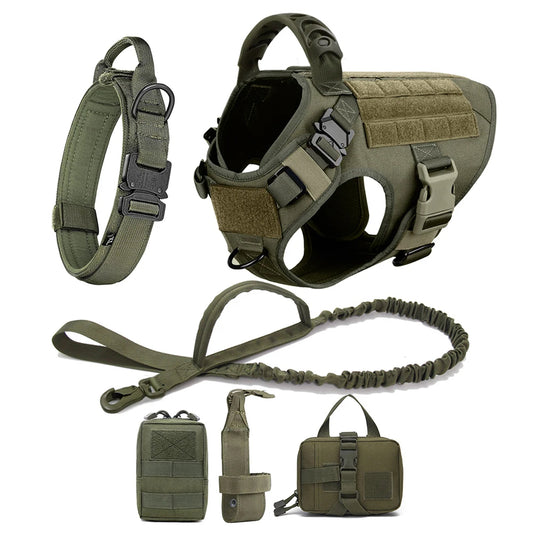 Heavy Duty Tactical Dog Harness Set | 6-Piece Molle Kit