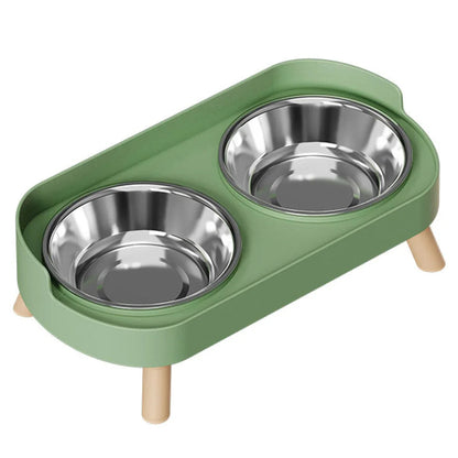 Raised Stand Stainless Steel Double Pet Food Bowls