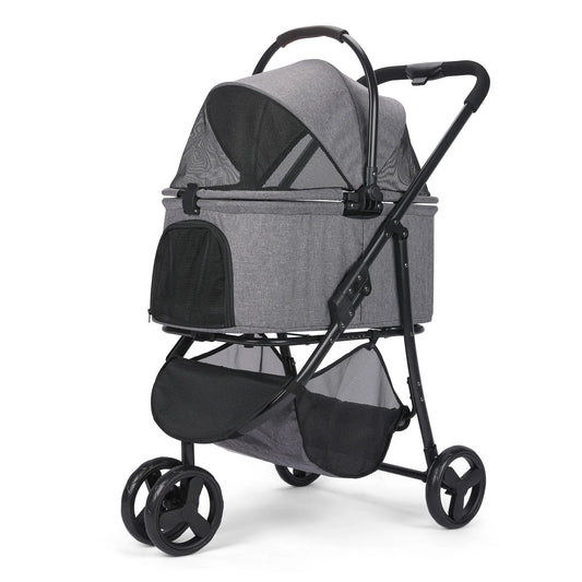 3-In-1 Foldable Dog Stroller with Detachable Carry Basket for Car Travel 1