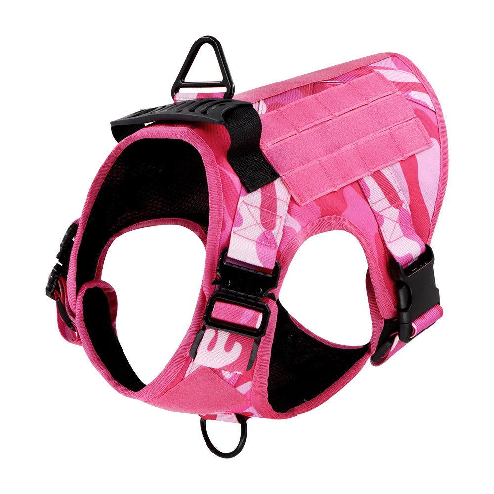 Pink Camouflage Military-Style Dog Harness | Tactical Dog Training Vest 1