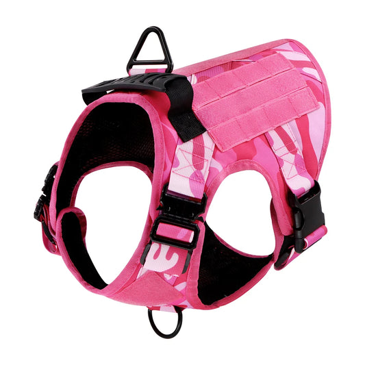 Pink Camouflage Military-Style Dog Harness | Tactical Dog Training Vest 1