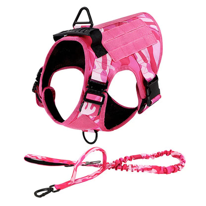 Pink Camouflage Military-Style Dog Harness | Tactical Dog Training Vest 3
