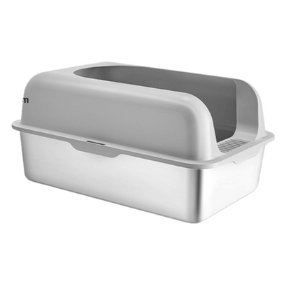 High Wall Cat Litter Box with Stainless Steel Tray & Clever Step 7
