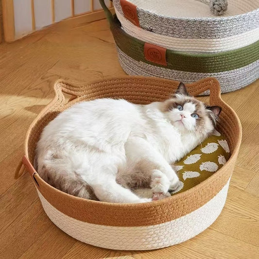 japanese-style-wicker-cat-bed-basket-and-cushion-1