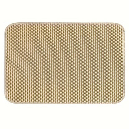 Honeycomb-Style Cat Litter Box Mat with Waterproof Double Layer to Trap Litter & Moisture