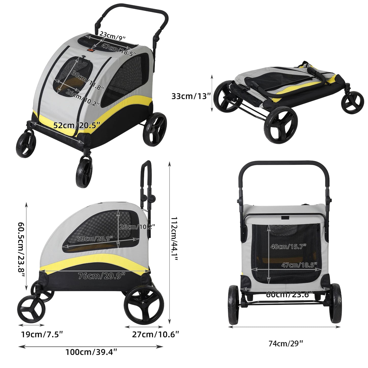 Spacious & Collapsible 4-Wheeler Dog Stroller for Large Breeds & Small Dogs 19
