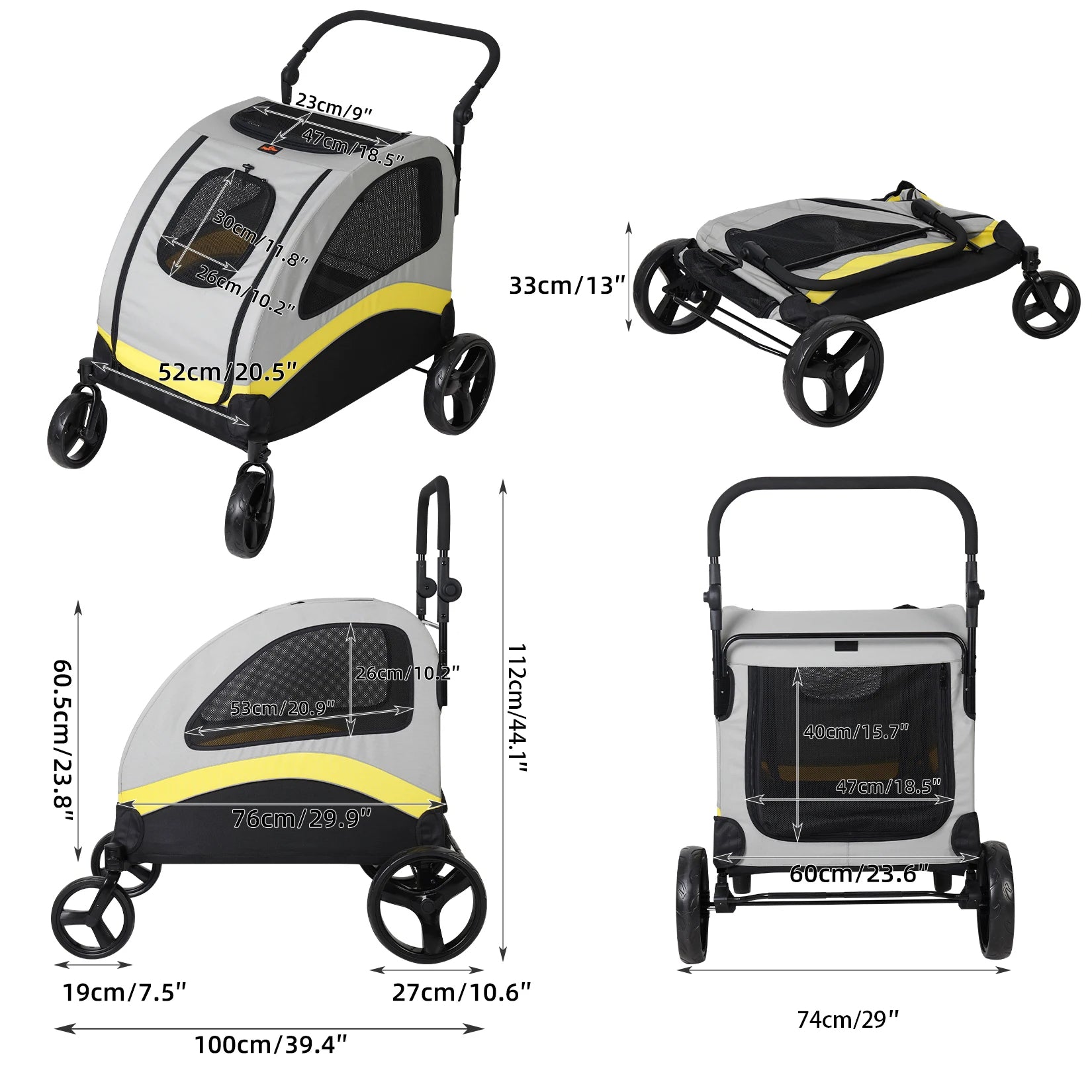 Spacious & Collapsible 4-Wheeler Dog Stroller for Large Breeds & Small Dogs 19