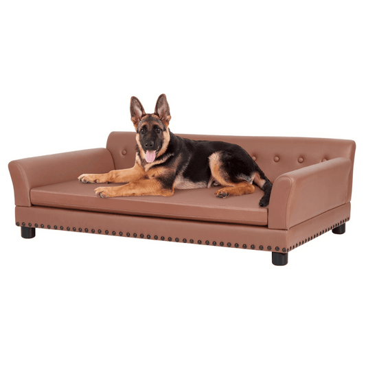 Large Elevated Faux Leather Dog Sofa Bed for XL Dogs 1