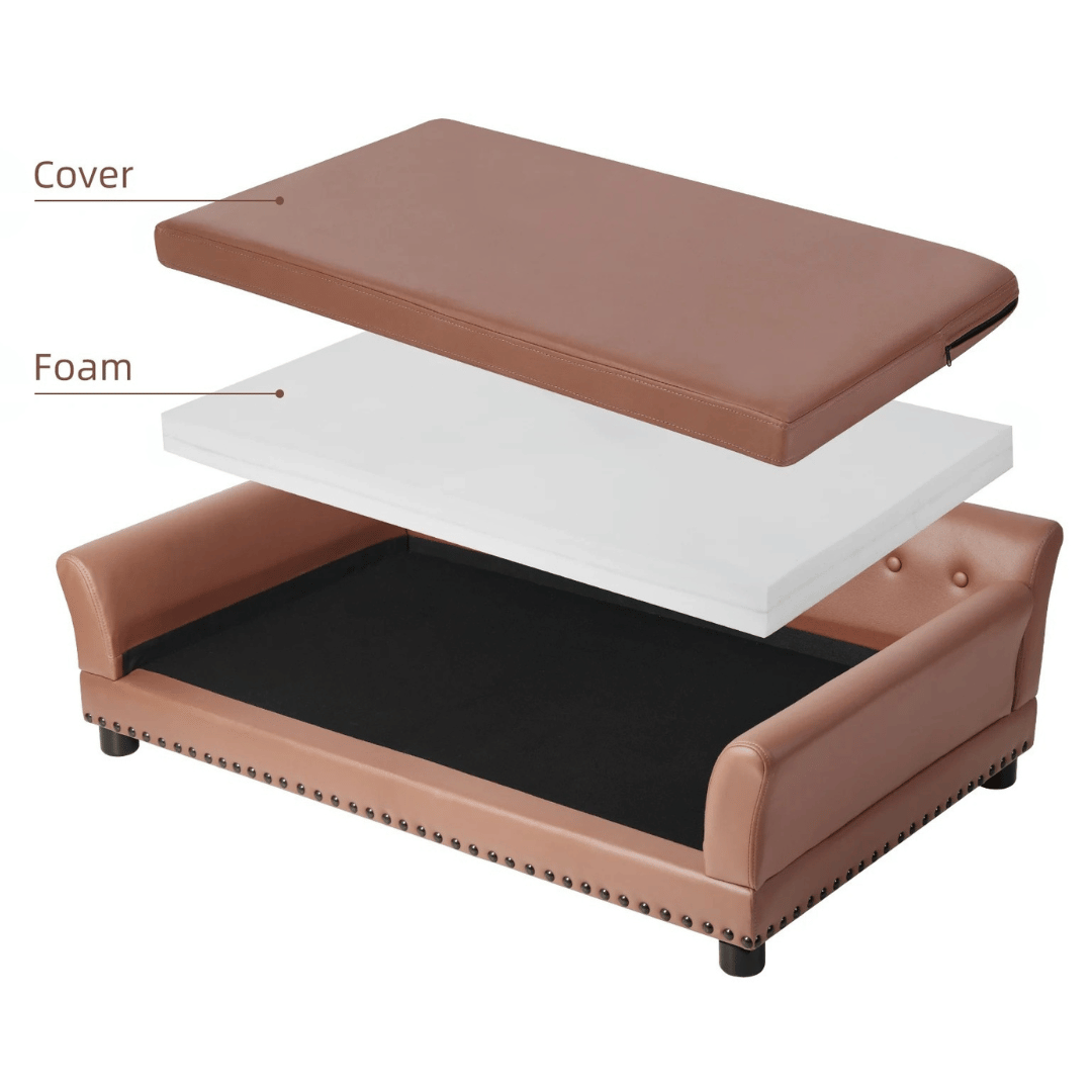 Large Elevated Faux Leather Dog Sofa Bed for XL Dogs 4