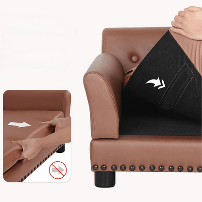 Large Elevated Faux Leather Dog Sofa Bed for XL Dogs 6
