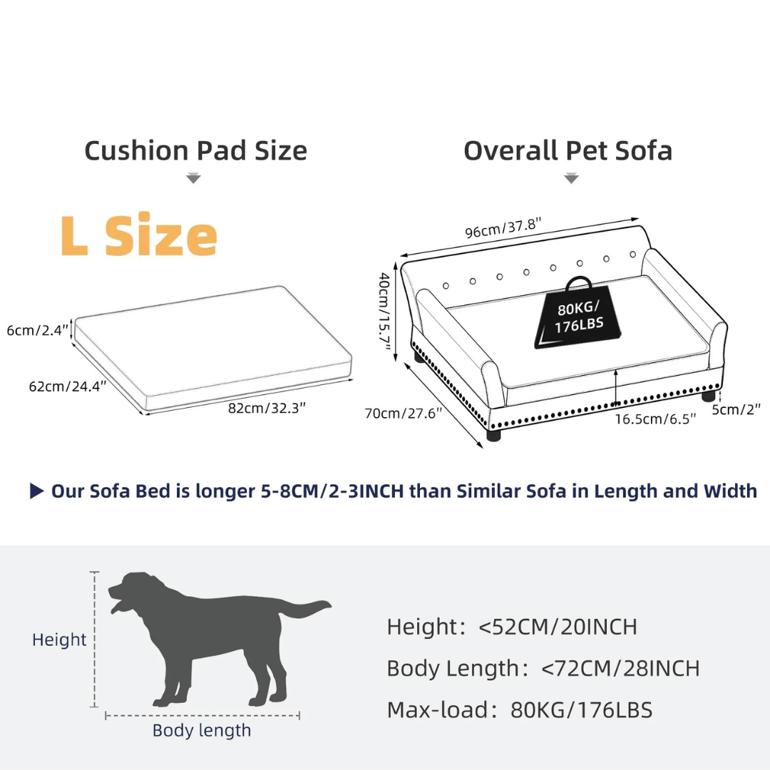  Large Elevated Faux Leather Dog Sofa Bed for XL Dogs 8