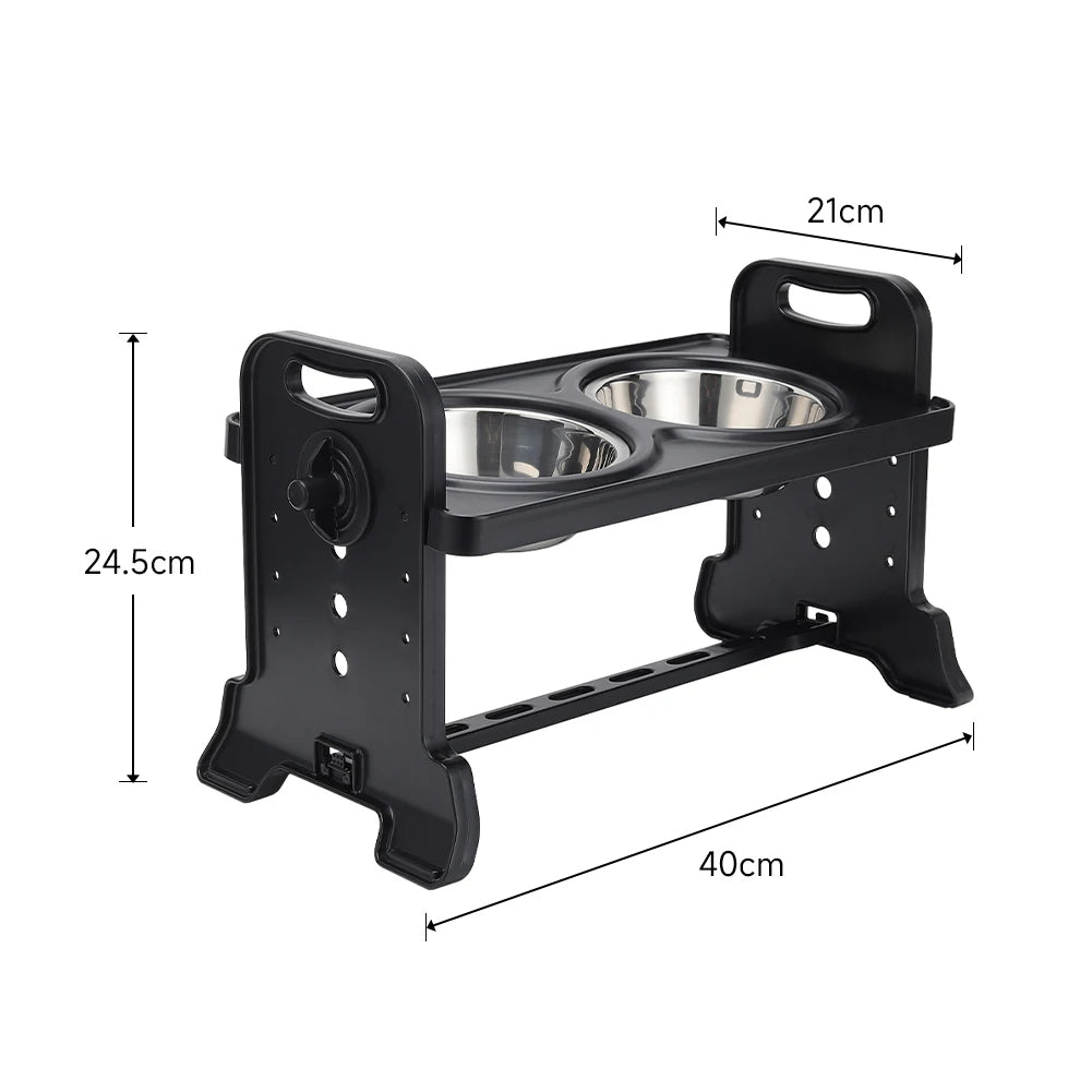 Fully Adjustable Raised Dog Feeding Station with Double Stainless Steel Dog Bowls 7