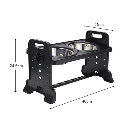 Fully Adjustable Raised Dog Feeding Station with Double Stainless Steel Dog Bowls 7