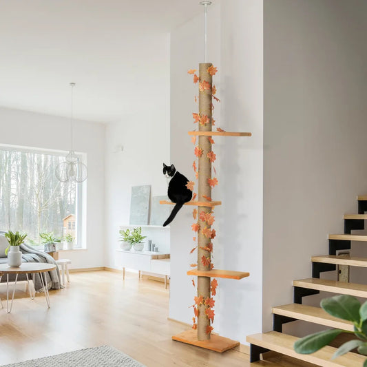 Leafy Adjustable Up to 8ft Cat Tree Scratching Post with Plush Perches 1