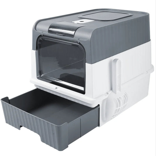 Enclosed Cat Litter Box with Dual Entry & Slide-Out Tray for Easy Cleaning 1