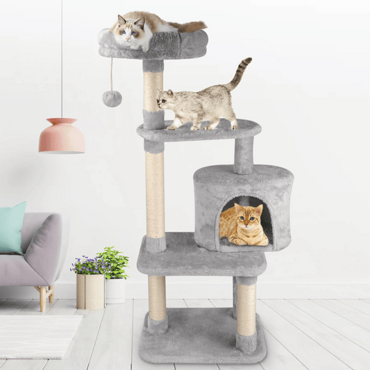 Lux Plush Cat Tree with Cosy Condo, Bolstered Top Perch & Scratching Posts 1