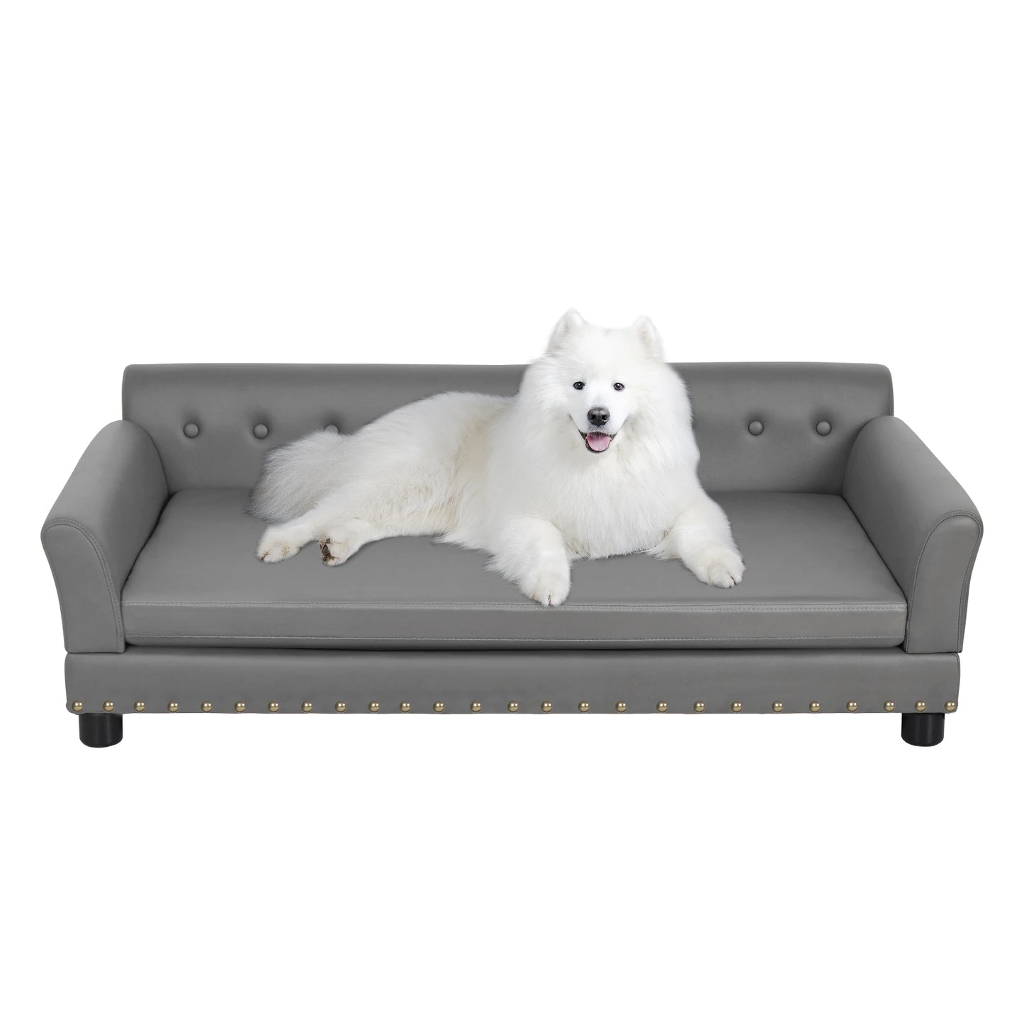 Luxury Faux Leather Dog Sofa Bed for Large & XL Dogs 1