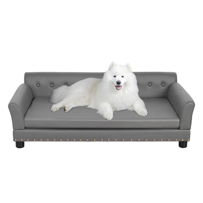 Luxury Faux Leather Dog Sofa Bed for Large & XL Dogs 1