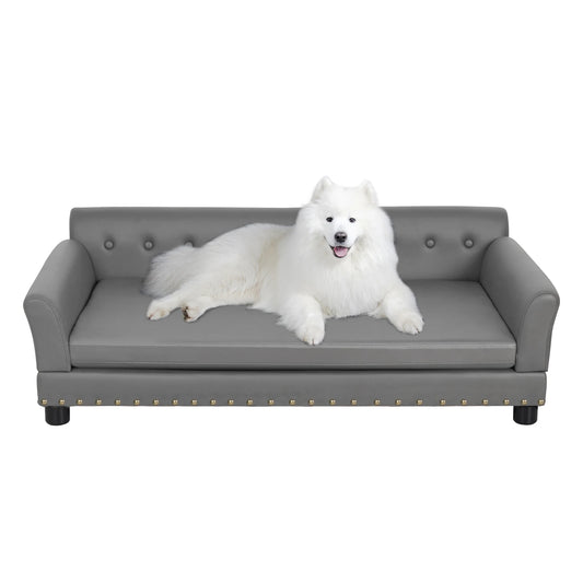 Luxury Faux Leather Dog Sofa Bed for Large & XL Dogs 1