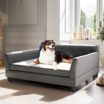 Luxury Faux Leather Dog Sofa Bed for Large & XL Dogs 4