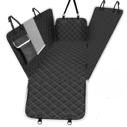 Waterproof Dog Car Hammock Seat Cover with Mesh Window & Door Flaps | Quilted Non-Slip Back Seat Protector for Dogs