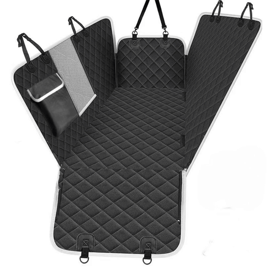Waterproof Dog Car Hammock Seat Cover with Mesh Window & Door Flaps | Quilted Non-Slip Back Seat Protector for Dogs