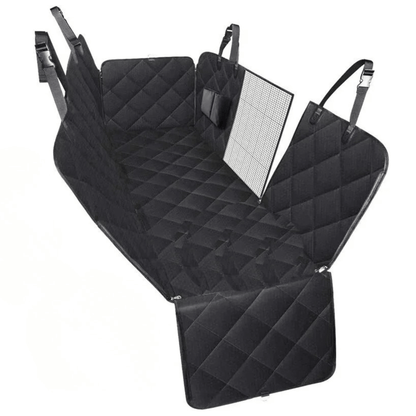 Waterproof Dog Car Hammock Seat Cover with Mesh Window & Door Flaps | Quick-Release Buckle Back Seat Protector for Dogs