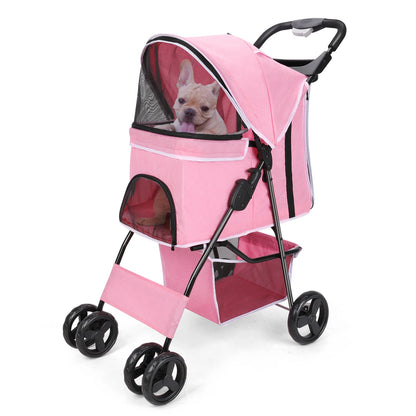 Spacious & Foldable Dog Stroller with Storage Basket 3