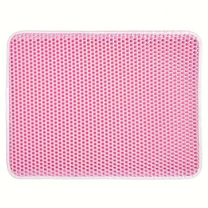 Honeycomb-Style Cat Litter Box Mat with Waterproof Double Layer to Trap Litter & Moisture