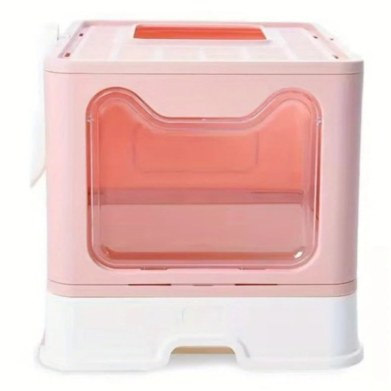Front & Top Entry Enclosed Cat Litter Box with Drawer Tray & Scoop 2