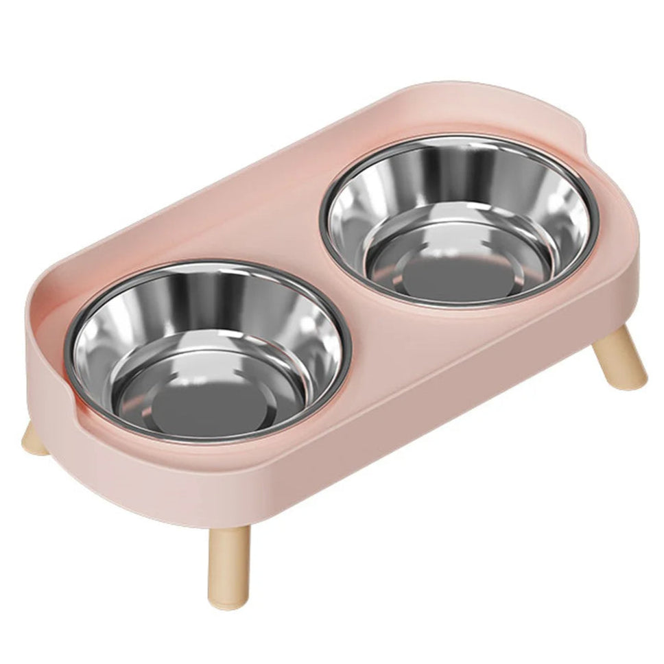 Raised Stand Stainless Steel Double Pet Food Bowls