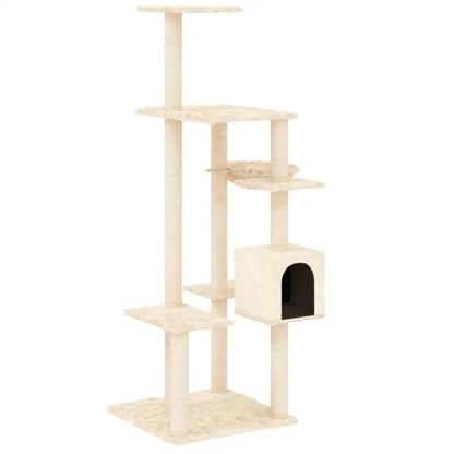 Plush Beige Multi-Perch Cat Tree with Condo, Basket & Scratching Posts 1
