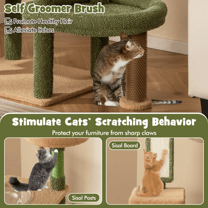 Plush Cactus Cat Tree Play Tower with Nest & Perches 4