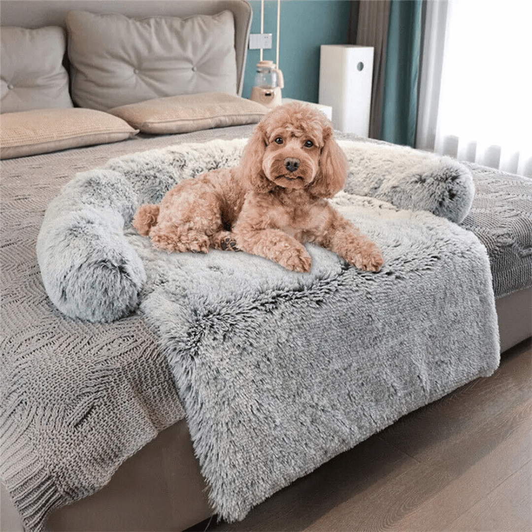 Plush Calming Dog Bolster Bed Furniture Protector 1