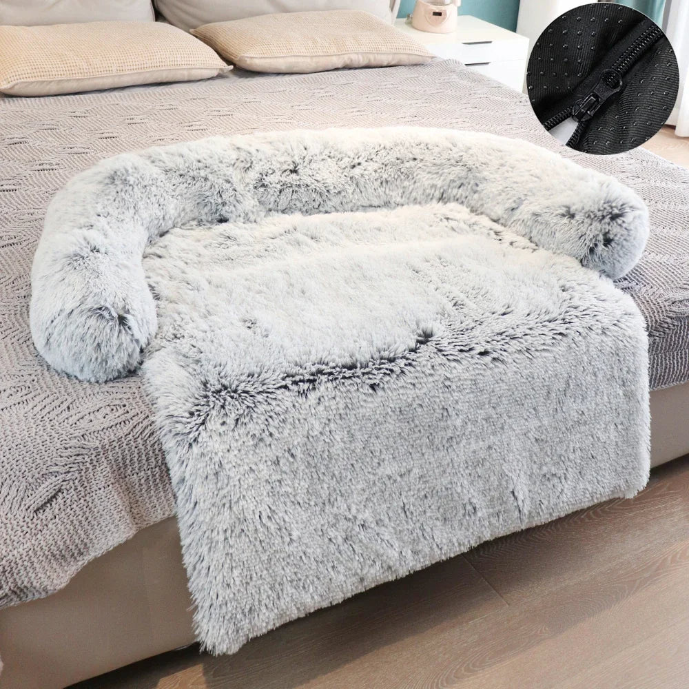 Plush Calming Dog Bolster Bed Furniture Protector 12