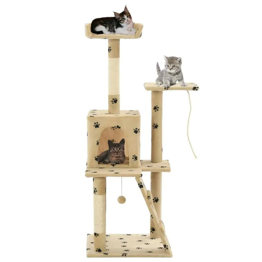 Plush Paws 4ft Cat Tree with Condo, Ramp & Top Perches 1