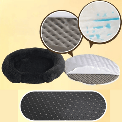 Plush Round Dog Bed with Bolster for Anti-Anxiety & Head Support 11