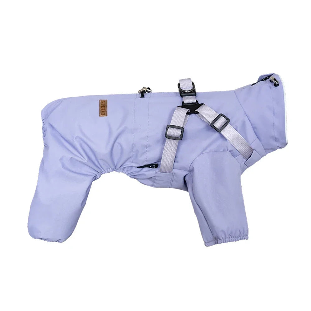 Waterproof Dog Jacket Jumpsuit with Built-In Harness
